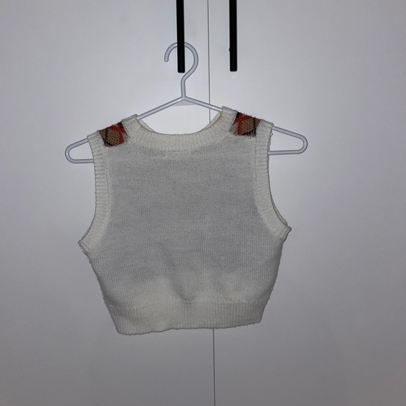 Knit white, orange and blue crop top. - Picture 2 of 3